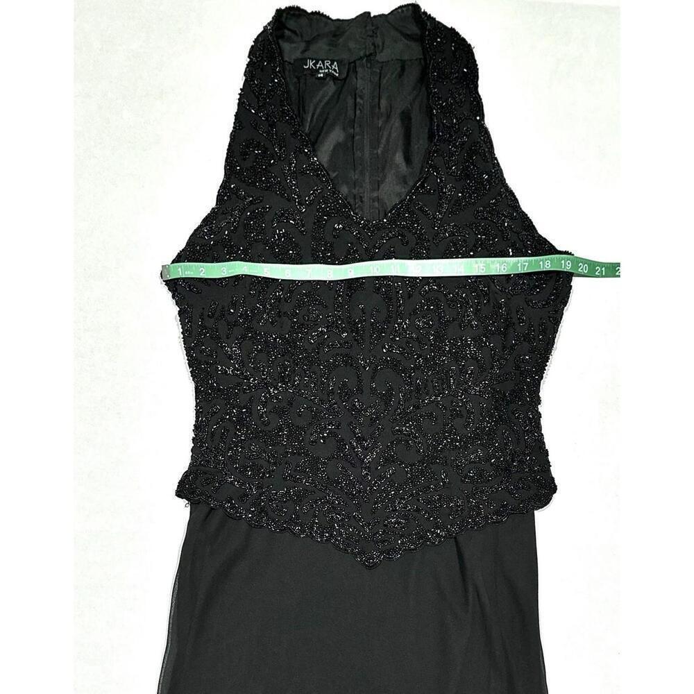 JKARA Black Beaded and Chiffon Evening Gown Size 14 - Picture 5 of 9